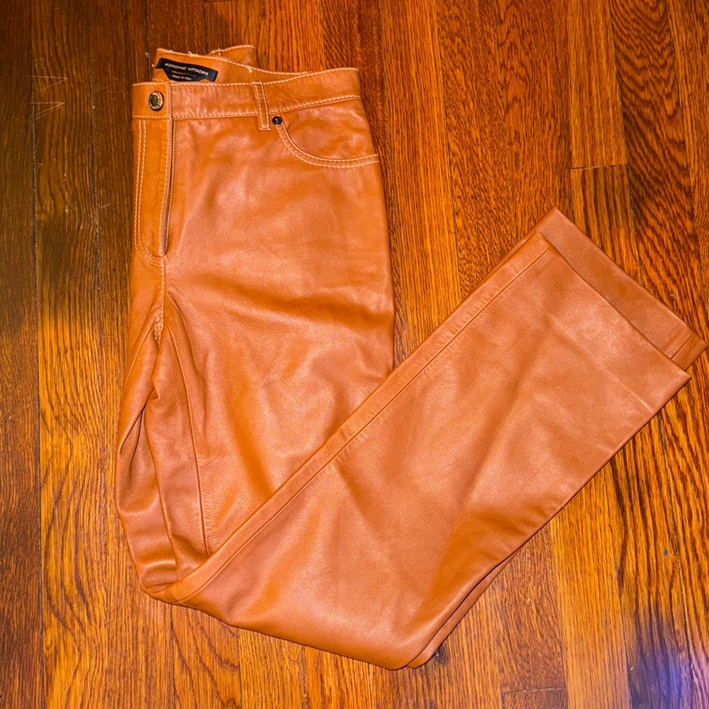 Adrienne Vittadini Brown Leather Pants